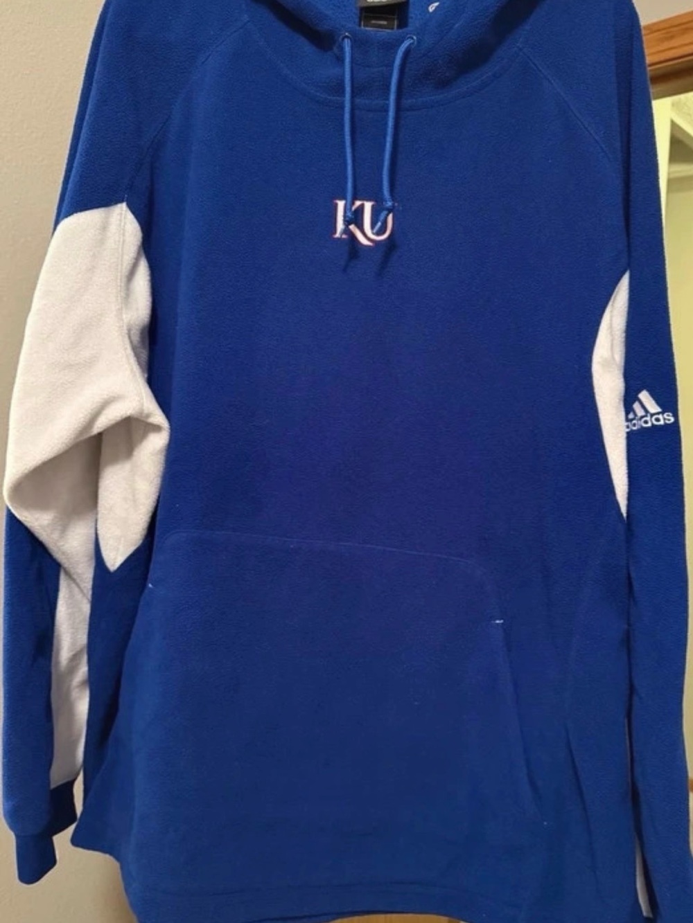 adidas Royal Blue Pullover Hoodie with White Accents - Picture 1 of 1